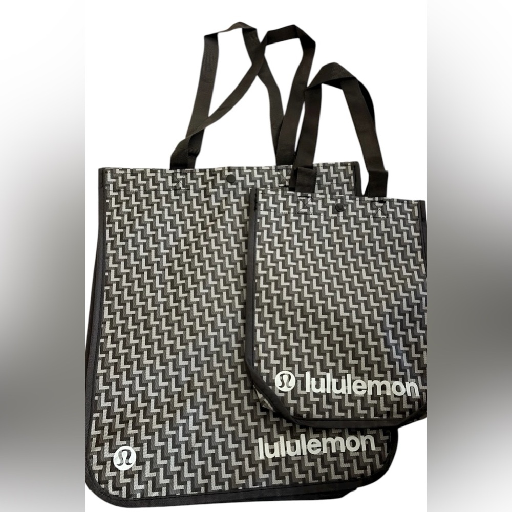 New Lot of 2 LULULEMON 2025 HOLIDAY Shopping Tote Bags Small & Large Gym Brown